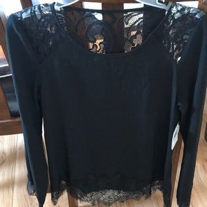 Juniors top Sz S, Self Esteem black/lacy NWT!